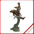 Nude Boy Riding On The Back Of Dolphin Bronze Sculpture YL-K158